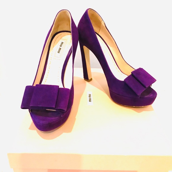 Miu Miu pip toe pumps purple suede - Picture 1 of 5
